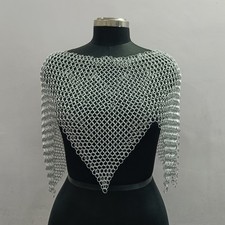 Medieval Chainmail Collar Aluminum Shoulder Armor Zig Zag Design Fantasy Costume
