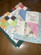 Pair Vintage Handmade Patchwork Baby Quilts Country Nursery Decor Americana