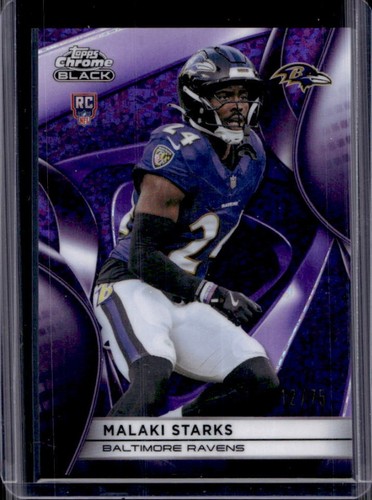 2025 Topps Chrome Black Malaki Starks RC Purple Mini-Diamond Refractor #/75