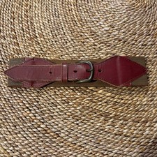 Vintage 7HILLS San Francisco Burgundy Leather Brown Stretch Wide Belt Size S