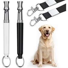 Dog Whistle 2 Pack Dog Training Whistle with Lanyard (Black and White)