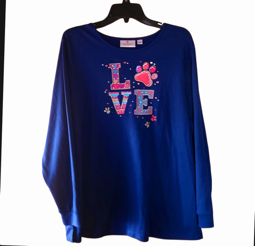 Quacker Factory Love My Pet Knit Top Navy Size 1X BRAND NEW!