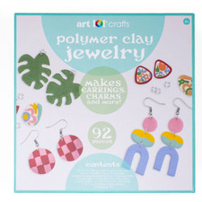 Art 101 Crafts Polymer Clay Jewelry Kit 92 Piece Makes Earrings, Charms, Etc s1