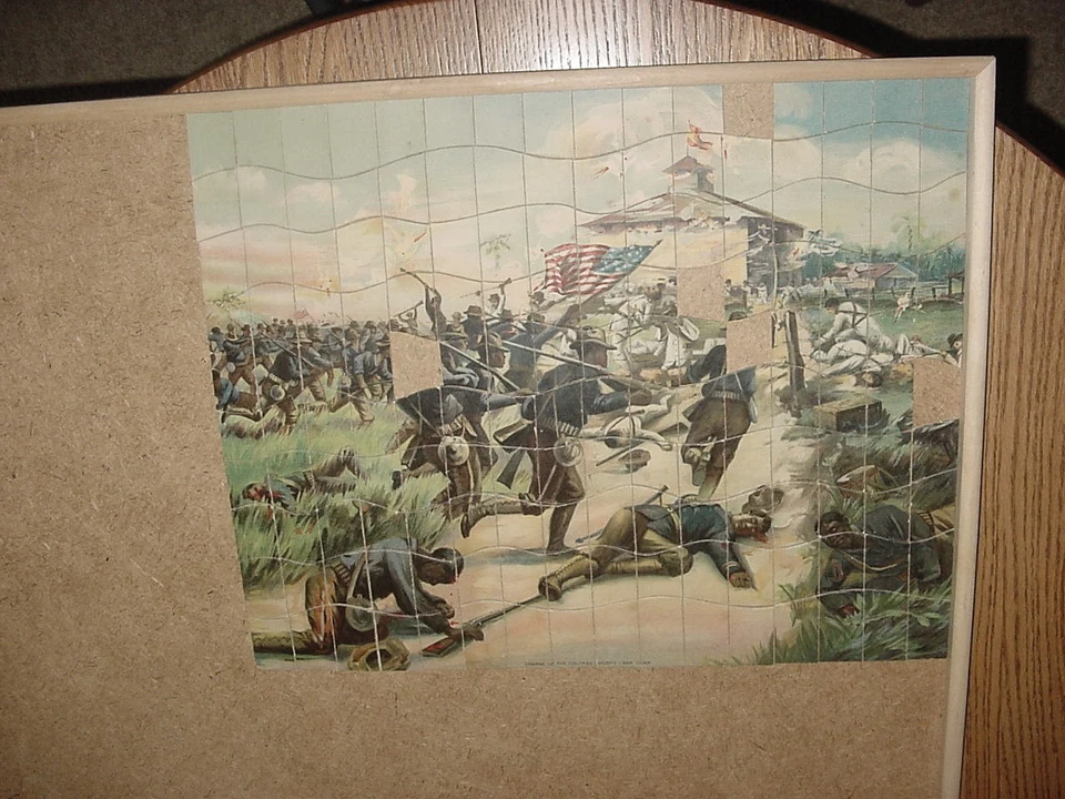 Rompecabezas de madera de principios de 1900 - Carga de las tropas de colores - Guerra Civil Foto 3 de 4