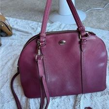 Coach Cora Peyton Domed leather purse in plum