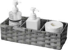 Toilet Tank Topper Paper Basket Multiuse Hand Woven Plastic Wicker Basket Bins w