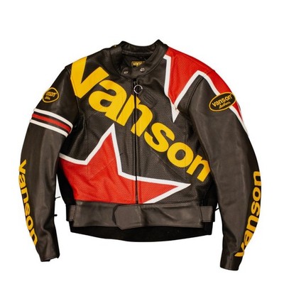 Vanson Leathers Cobra Star Men s Black Cowhide Leather Motorcycle Riding Jacket