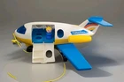 Vintage Fisher Price Little People Blue & Yellow Airplane 1980 Jet Plane + Lady