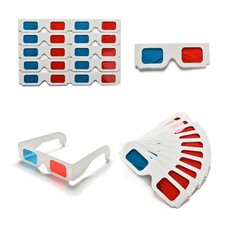 100 Pairs 3D Cardboard Glasses Universal Anaglyph 3D Glasses Cardboard Red Bl...
