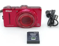 Nikon COOLPIX S9500 Red 18.1MP 22x Zoom Compact Digital Camera From Japan