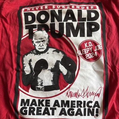 Trump Make America Great Again 2024 Never Surrender KO Sleepy Joe Red Small