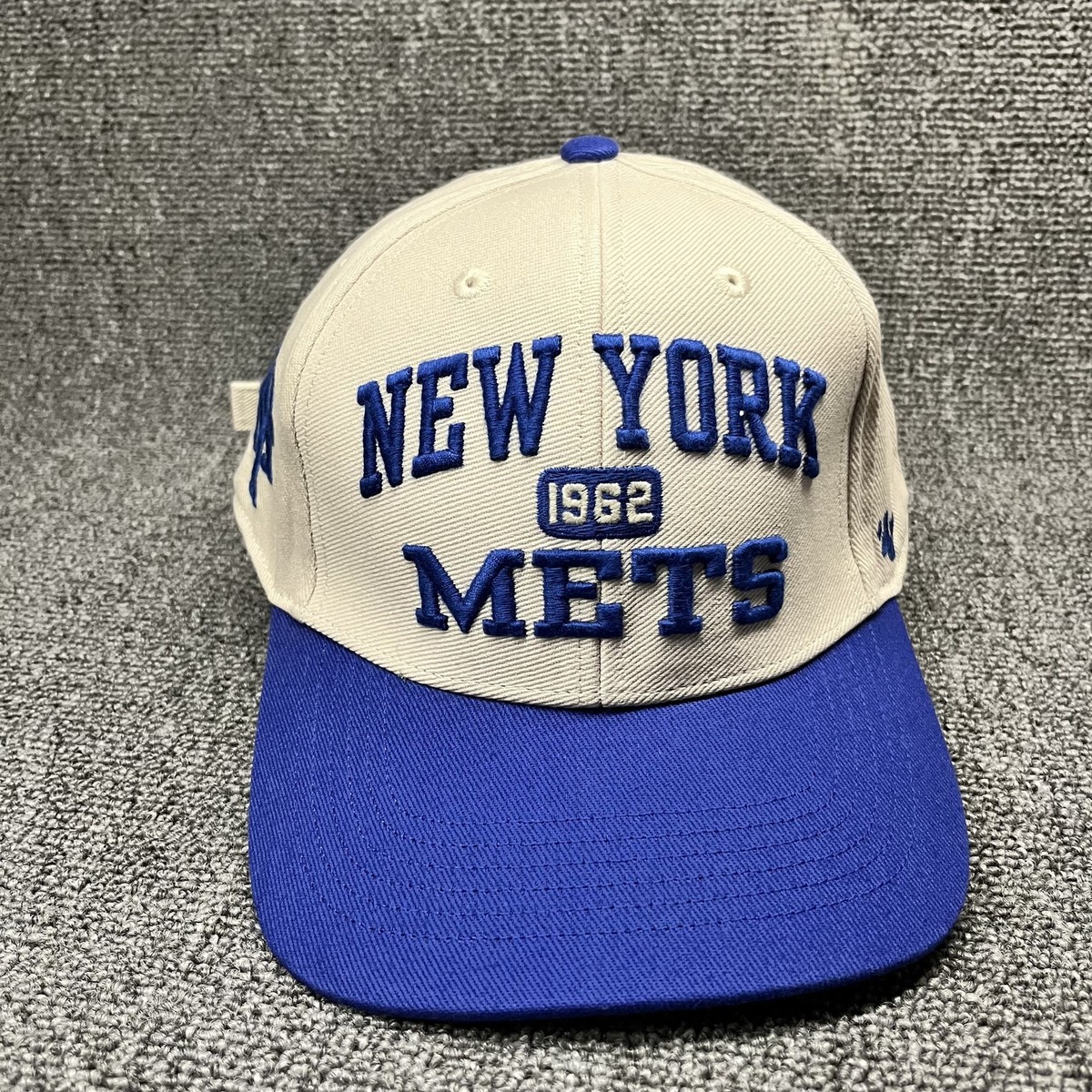 New York Mets '47 Brand Hitch Hat Cream Blue 1962 Strapback MLB Cap