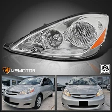 Left/Driver Side Headlight Fits 2006-2010 Toyota Sienna Clear Lamp Assembly 1PC