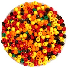 1200 Pcs Fall Pony Beads, Fall Colored Pony Bead Bulk, Plastic Autumn Thanksgivi