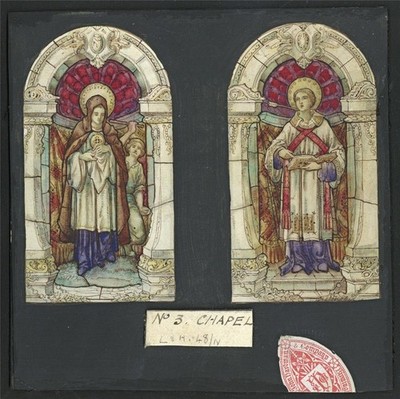 John Hardman & Co - Aquarell Gemälde - Gothic Revival - Glasmalerei Design