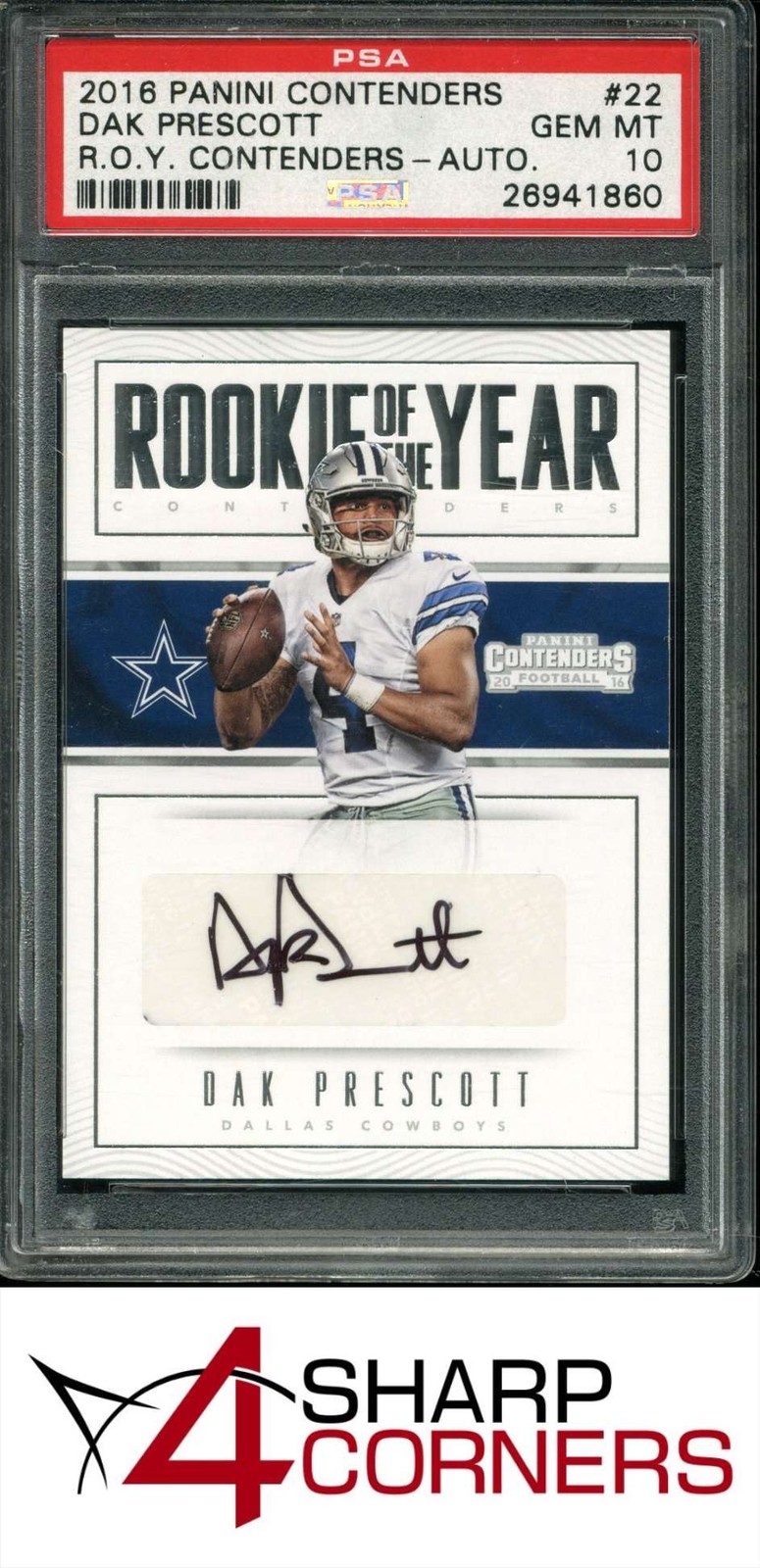 Dak Prescott Panini Contenders Rookie of the Year Contenders #22 Autograph