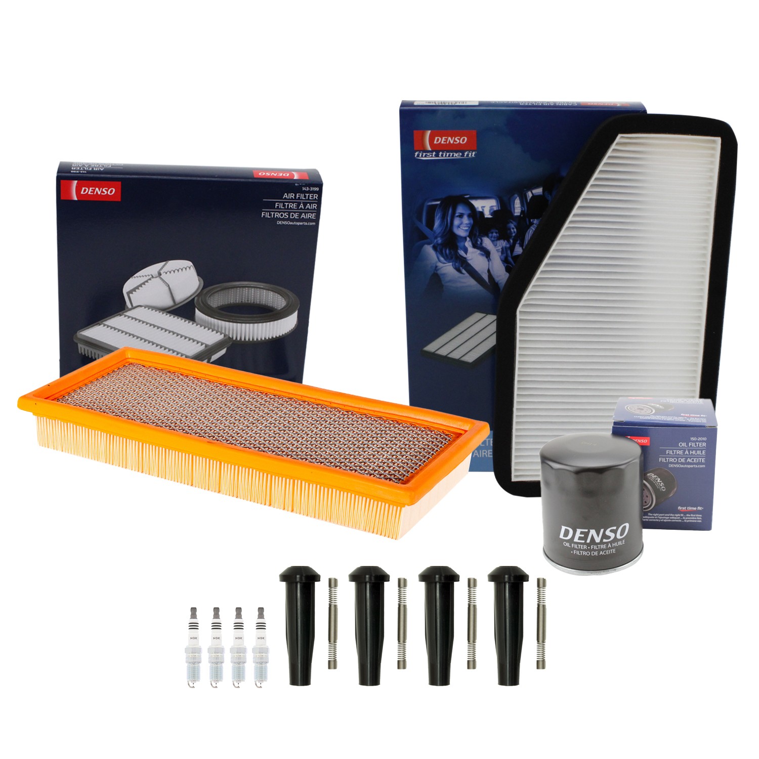 Denso Tune Up Kit NGK 4 Spark Plugs Boots Kit for Mazda Tribute 2.3 L4 Auto CVT