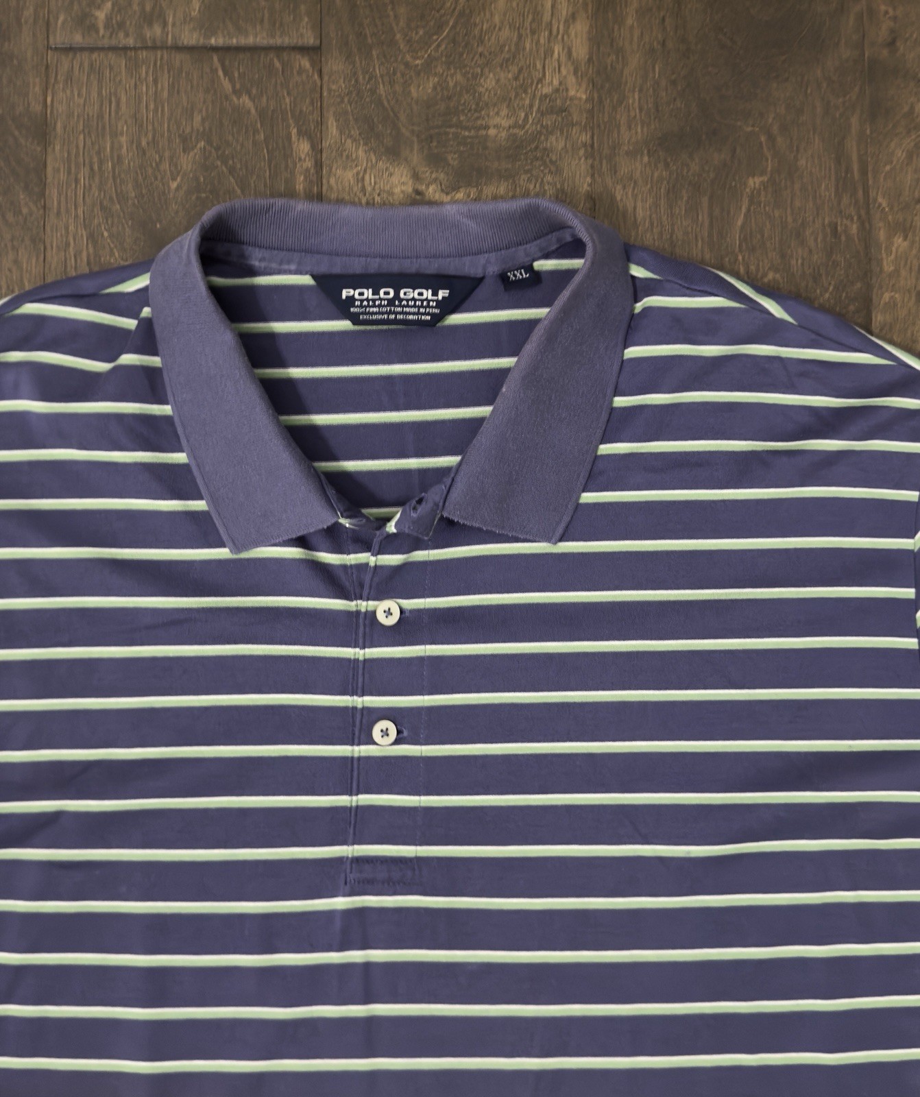 Vtg Ralph Lauren Polo Golf Shirt Purple Striped Mens Size 2XL Short Sleeve