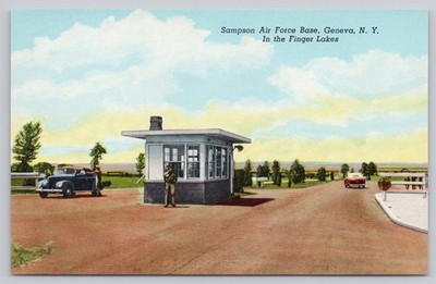 Sampson Air Force Base Geneva NY Linen Postcard Main Entrance Guard House