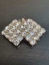 Beautiful Vintage Prong-Set Rhinestone Shoe Clip - 1 3/8" x 1"