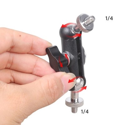 Adjustable Double 1/4 Thread 360Swivel Ball Head Bracket Connectors For Monitor
