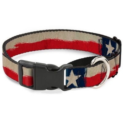 Plastic Martingale Collar Texas Flag CLOSE-UP Distressed Painting Sm (US IMPORT)