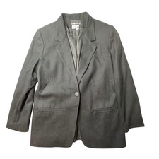 Vintage Sag Harbor Blazer Womens 12 Black 100 Pure New Wool Single Button 90s