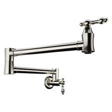 Marca 360-Degree 24 in. Wall Mounted Pot Filler with Dual Swivel in Brushed Nick