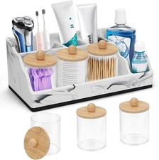 Bathroom Counter Organizer, Bla Marble Toothbrush Holders for Bathrooms