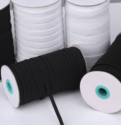 10 Yards ~ High Quality 1/8''(3mm) Black & White Skinny Elastic w/High Elasticity