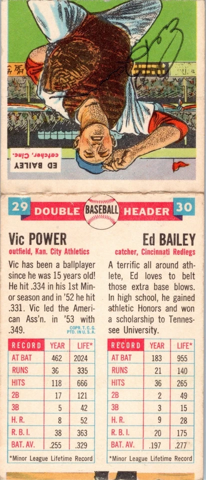 Ed Bailey Signed Autographed 1955 Topps Double Header Baseball Card Redlegs - Image 4 of 4