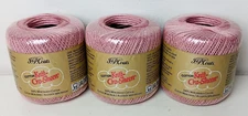 Vintage J&P Coats Knit-Cro-Sheen Cotton Thread Yarn Almond Pink Lot of 3