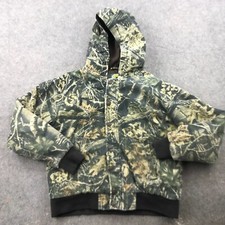 Cabelas Jacket Boys Large Camouflage Hooded Full Zip Fleece Hunting Coat 