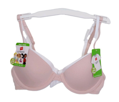 Hanes Girls' Molded Wirefree Bra, 2-Pack, Girl's Bra, 30A, Flexiwire