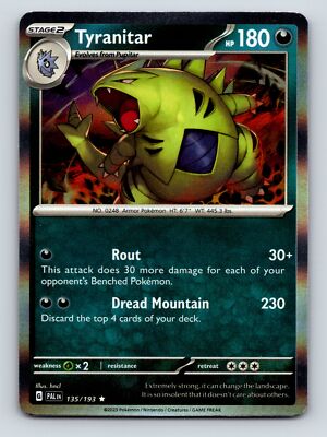 Stage 2 Tyranitar HP 180 Rout Attack Dread Mountain Rarity Dark Frame | eBay