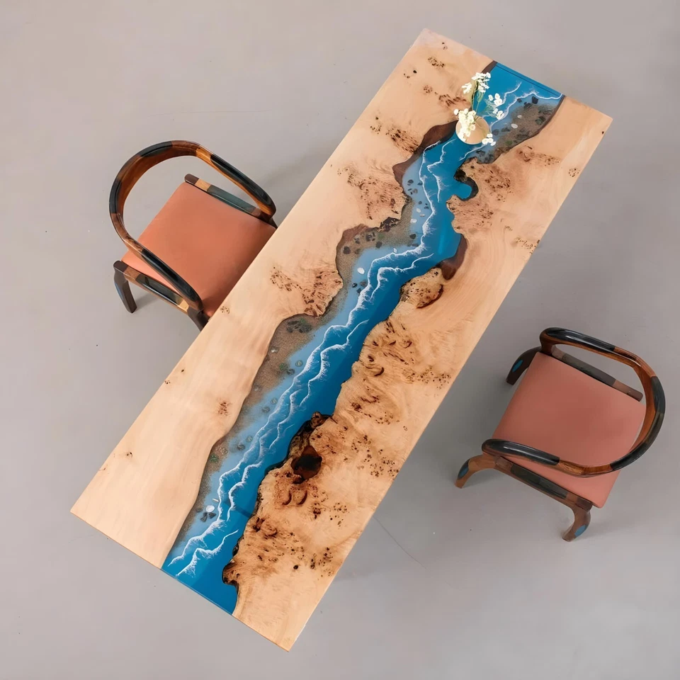 Wood table floor River Table Art Art River Table Top Epoxy Resin Resin epoxy cas - Image 4 of 4