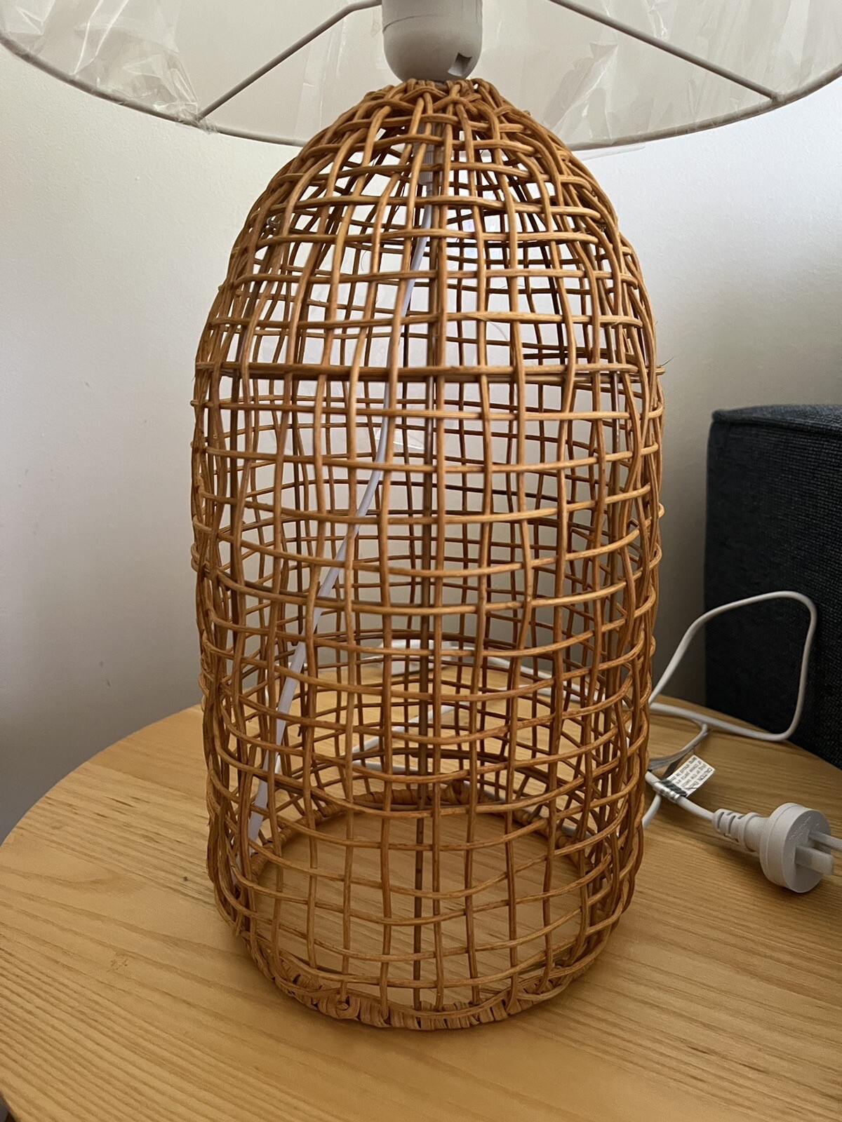 Brand new Kmart wicker base table lamp with white shade 56cm height