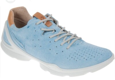 ECCO Biom Street Indigo Damenschuh Trainer UK 7 EU 40 blau hellbraun Leder