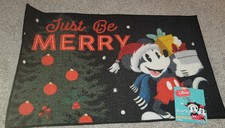 DISNEY MICKEY MOUSE 'JUST BE MERRY' ACCENT RUG FLOOR MAT HOLIDAY CHRISTMAS GIFTS