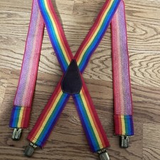 Vintage Suspenders 2" Wide Rainbow Pride LGBTQ Mork and Mindy Gallagher 70s 80s