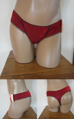 Unterwäsche String Satin Rote & Schwarz T44 Neu Unterwäsche