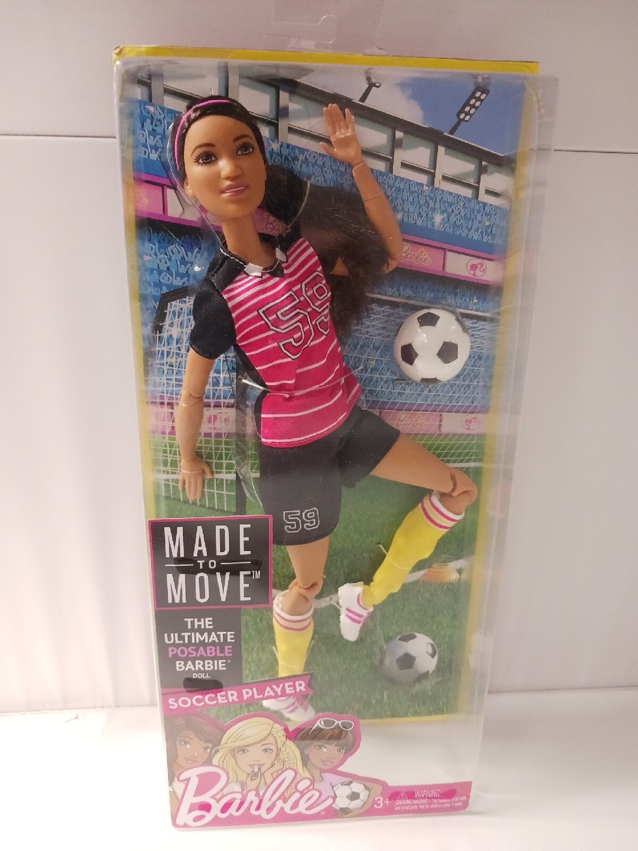 2016 FIRST EDITION Barbie Made to Move Soccer Player Doll Brunette