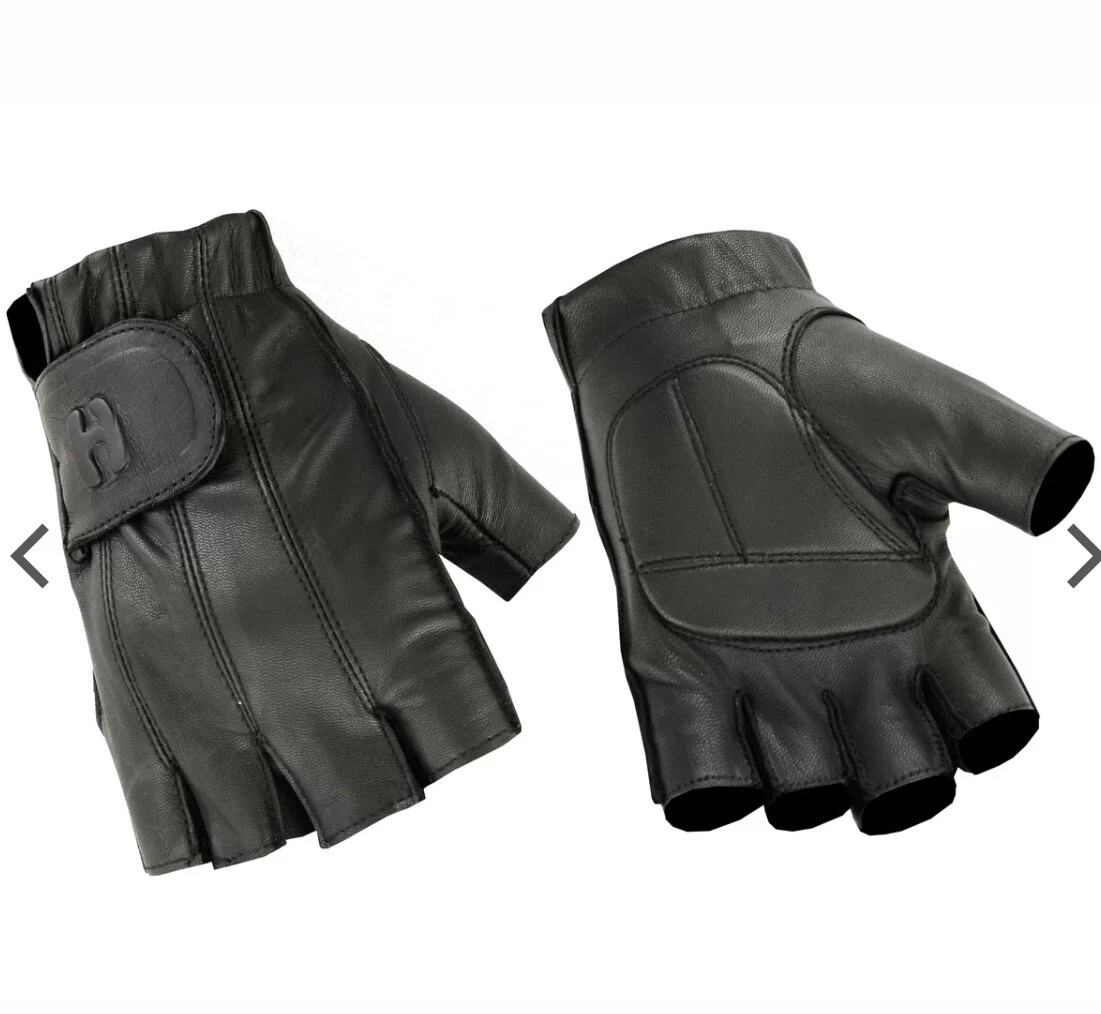 Men’s Hugger Fingerless Goat Leather Biking Gloves with Gel Palm / XXL