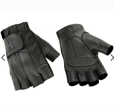 Men s Hugger Fingerless Goat Leather Biking Gloves with Gel Palm / XXL