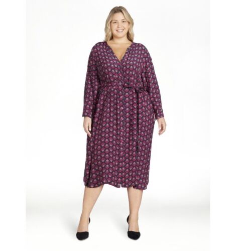 TERRA & SKY Geo/Emerald Forest Women’s Midi Shirt Dress Size 2X (30W-22W) NWT