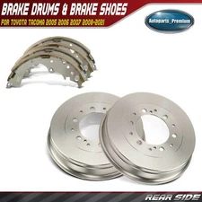 Rear Brake Drums +Ceramic Brake Shoes for Toyota Tacoma 2005 2006 2007 2008-2021