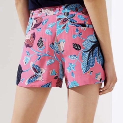 Loft Pink Floral Tie Waist Shorts NEW size 14 Tropical Bright Summer Loose Fit - Picture 7 of 8