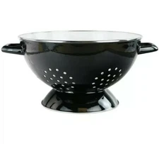 Reston Lloyd™ ~ 3 Quart ~ Enamel on Steel ~ Two-Toned ~ Black & White Colander