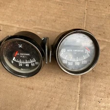 Vintage 2 Gauges Oil Pressure , Water Temperature - USA - Vintage Car or Tractor