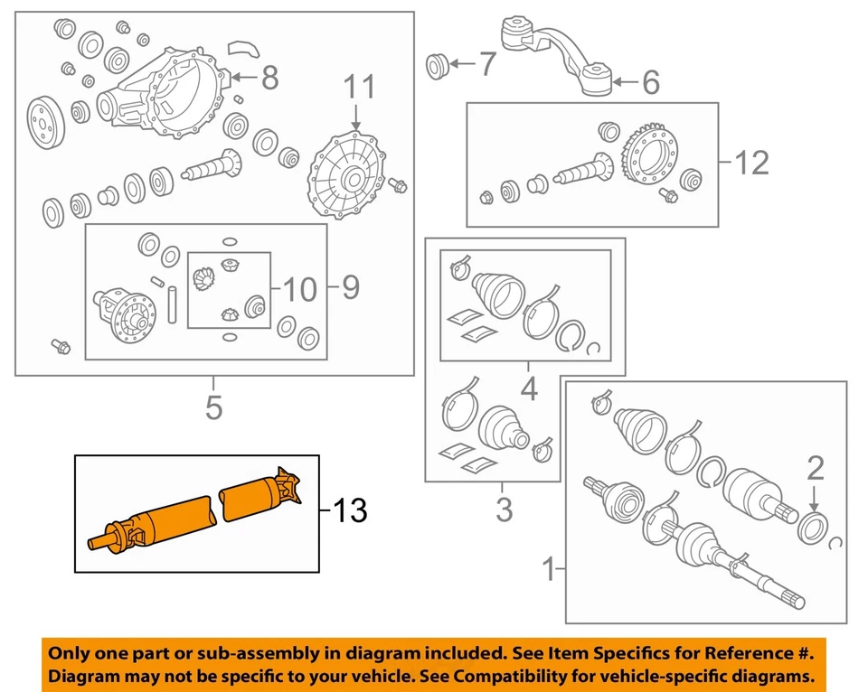 2010 2011 2012 Toyota Sequoia OEM 5.7L 2WD Rear Drive Shaft - Image 3 of 4